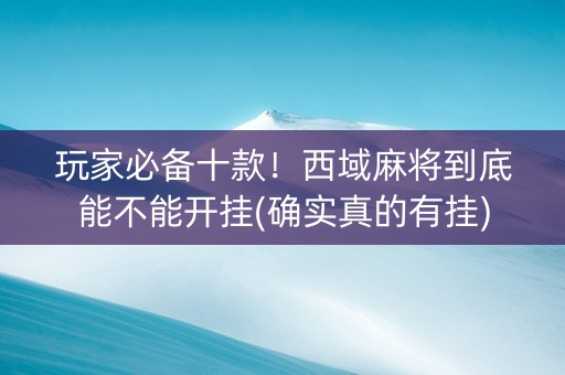 玩家必备十款！西域麻将到底能不能开挂(确实真的有挂)