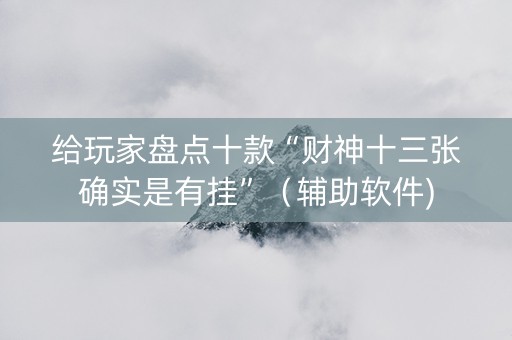 给玩家盘点十款“财神十三张确实是有挂”（辅助软件)