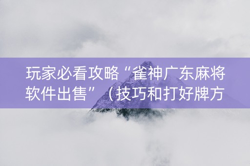 玩家必看攻略“雀神广东麻将软件出售”（技巧和打好牌方法)