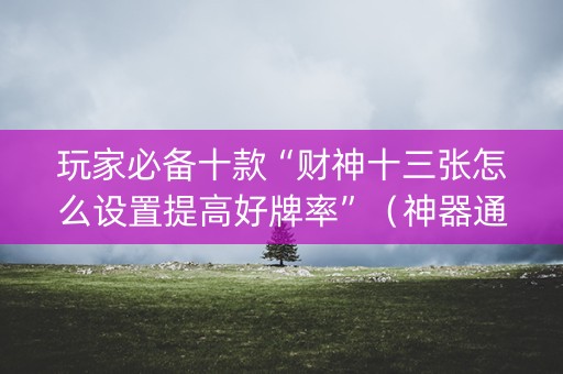 玩家必备十款“财神十三张怎么设置提高好牌率”（神器通用版)