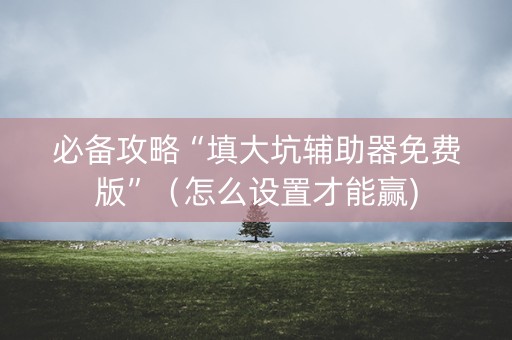 必备攻略“填大坑辅助器免费版”（怎么设置才能赢)
