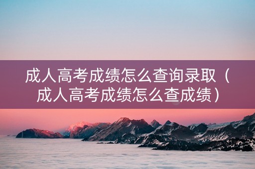 成人高考成绩怎么查询录取（成人高考成绩怎么查成绩）