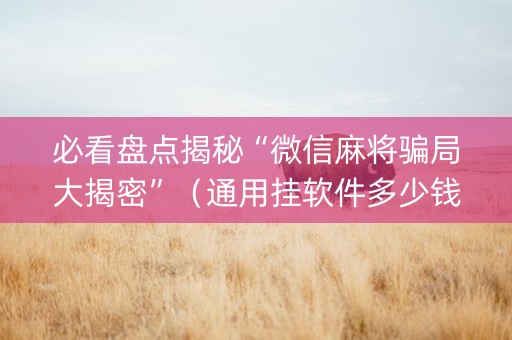 必看盘点揭秘“微信麻将骗局大揭密”（通用挂软件多少钱)