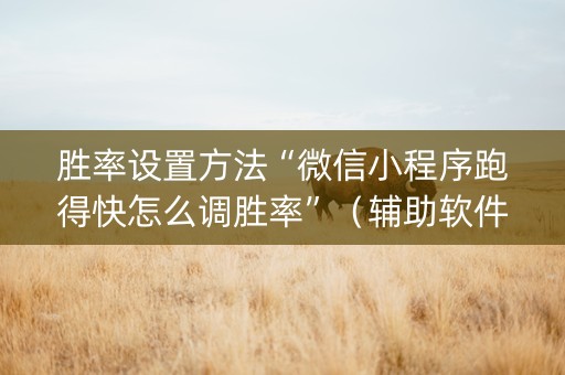 胜率设置方法“微信小程序跑得快怎么调胜率”（辅助软件)