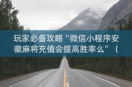 玩家必备攻略“微信小程序安徽麻将充值会提高胜率么”（辅助软件)