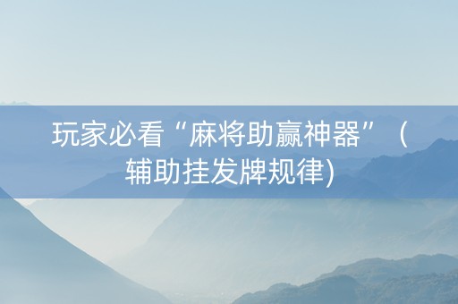 玩家必看“麻将助赢神器”（辅助挂发牌规律)