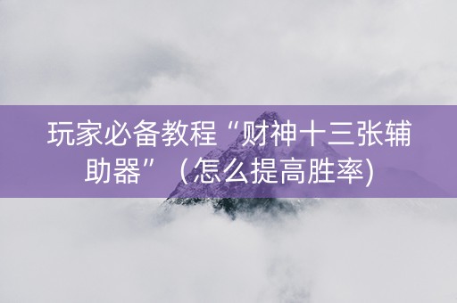 玩家必备教程“财神十三张辅助器”（怎么提高胜率)