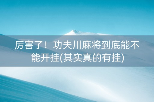 厉害了！功夫川麻将到底能不能开挂(其实真的有挂)