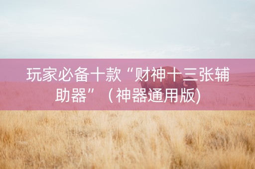 玩家必备十款“财神十三张辅助器”（神器通用版)