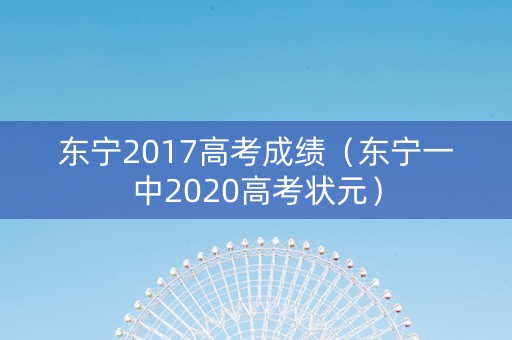 东宁2017高考成绩（东宁一中2020高考状元）