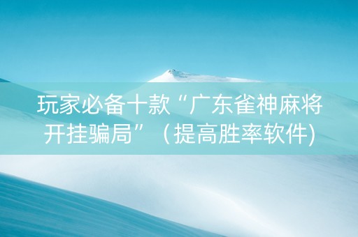 玩家必备十款“广东雀神麻将开挂骗局”（提高胜率软件)