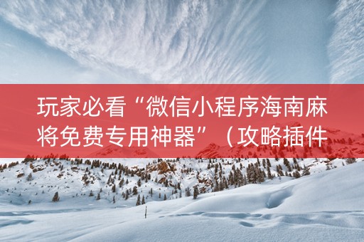 玩家必看“微信小程序海南麻将免费专用神器”（攻略插件)