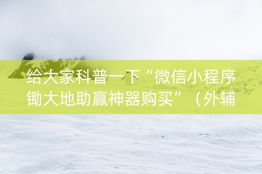 给大家科普一下“微信小程序锄大地助赢神器购买”（外辅工具)