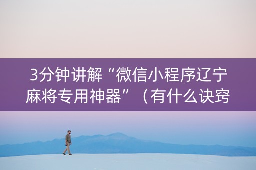 3分钟讲解“微信小程序辽宁麻将专用神器”（有什么诀窍)