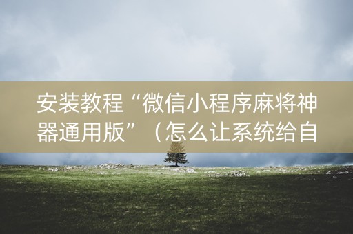 安装教程“微信小程序麻将神器通用版”（怎么让系统给自己好牌)
