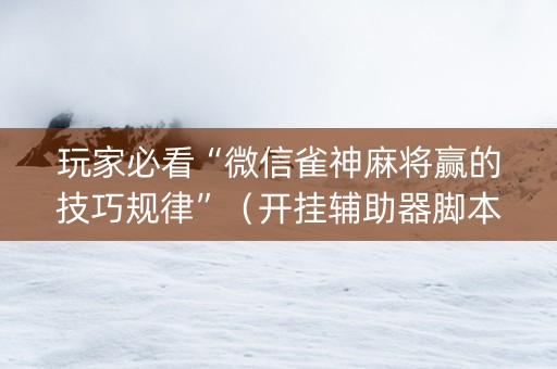 玩家必看“微信雀神麻将赢的技巧规律”（开挂辅助器脚本)