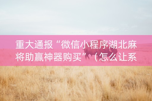重大通报“微信小程序湖北麻将助赢神器购买”（怎么让系统给自己好牌)