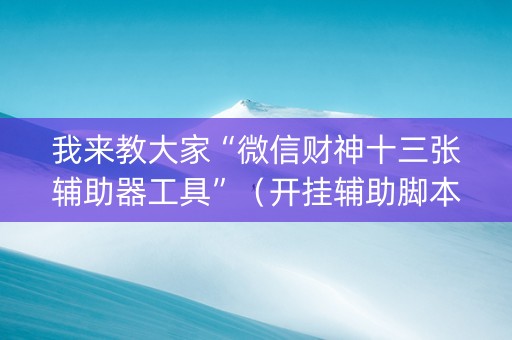 我来教大家“微信财神十三张辅助器工具”（开挂辅助脚本)