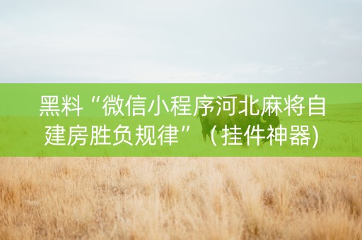 黑料“微信小程序河北麻将自建房胜负规律”（挂件神器)