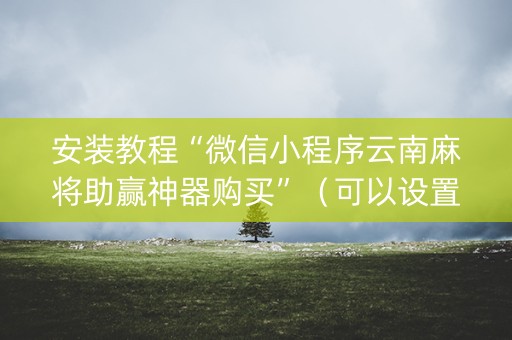 安装教程“微信小程序云南麻将助赢神器购买”（可以设置输赢吗)