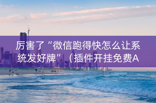 厉害了“微信跑得快怎么让系统发好牌”（插件开挂免费AI)