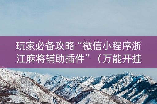 玩家必备攻略“微信小程序浙江麻将辅助插件”（万能开挂器)