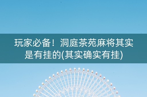 玩家必备！洞庭茶苑麻将其实是有挂的(其实确实有挂)