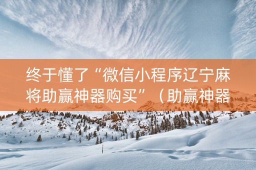 终于懂了“微信小程序辽宁麻将助赢神器购买”（助赢神器购买)
