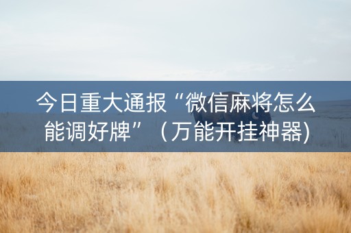 今日重大通报“微信麻将怎么能调好牌”（万能开挂神器)