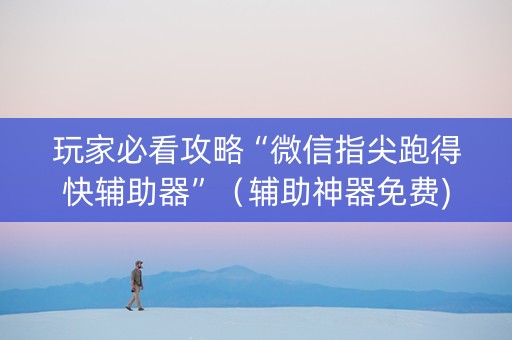 玩家必看攻略“微信指尖跑得快辅助器”（辅助神器免费)