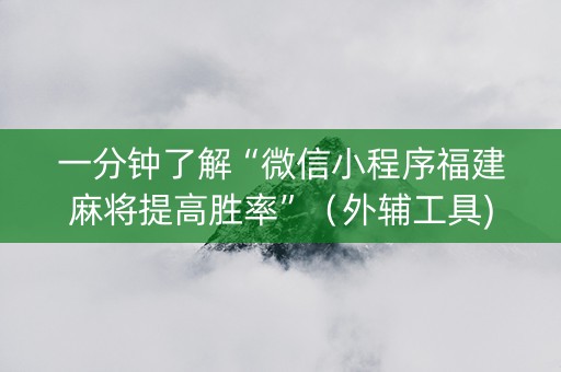 一分钟了解“微信小程序福建麻将提高胜率”（外辅工具)