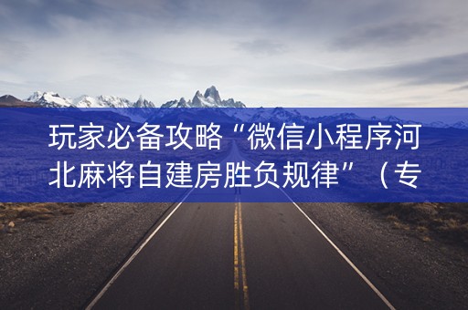 玩家必备攻略“微信小程序河北麻将自建房胜负规律”（专用神器下载)