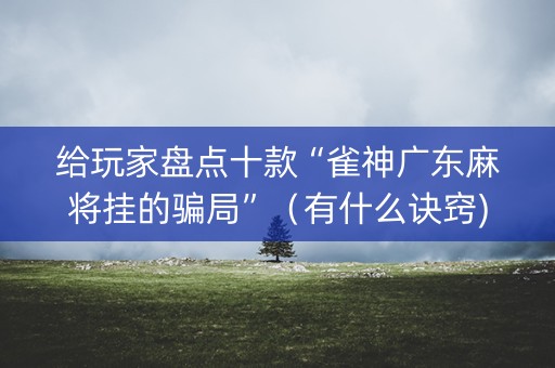 给玩家盘点十款“雀神广东麻将挂的骗局”（有什么诀窍)