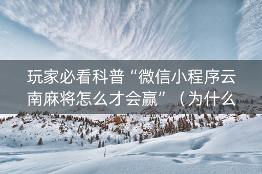 玩家必看科普“微信小程序云南麻将怎么才会赢”（为什么有人一直赢)