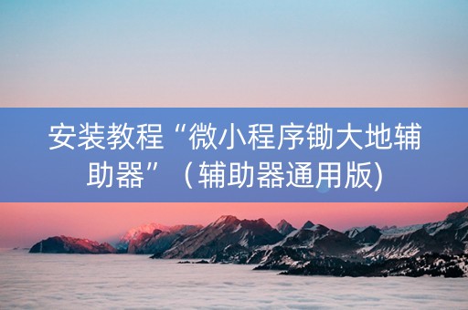 安装教程“微小程序锄大地辅助器”（辅助器通用版)