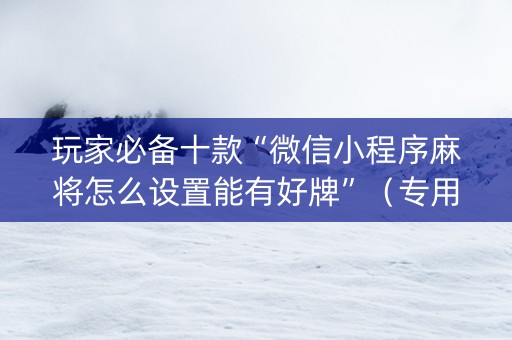 玩家必备十款“微信小程序麻将怎么设置能有好牌”（专用神器下载)