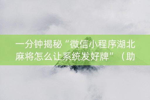 一分钟揭秘“微信小程序湖北麻将怎么让系统发好牌”（助赢神器购买)