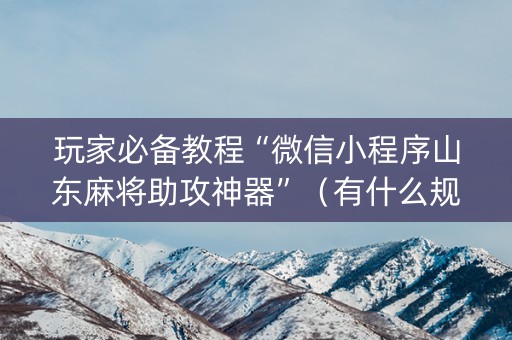 玩家必备教程“微信小程序山东麻将助攻神器”（有什么规律)