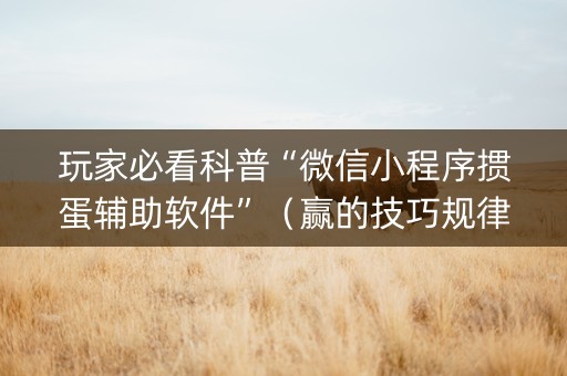 玩家必看科普“微信小程序掼蛋辅助软件”（赢的技巧规律)