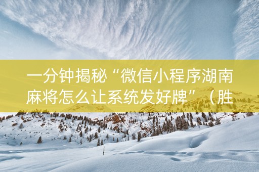 一分钟揭秘“微信小程序湖南麻将怎么让系统发好牌”（胜负规律拿好牌)