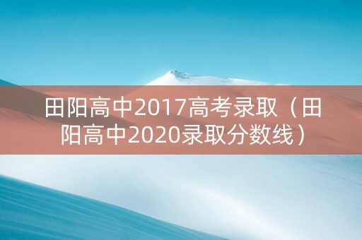 田阳高中2017高考录取（田阳高中2020录取分数线）