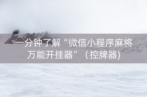 一分钟了解“微信小程序麻将万能开挂器”（控牌器)