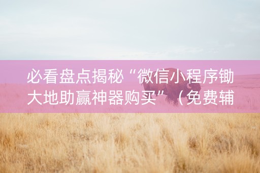 必看盘点揭秘“微信小程序锄大地助赢神器购买”（免费辅助)