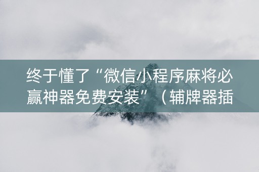 终于懂了“微信小程序麻将必赢神器免费安装”（辅牌器插件购买)