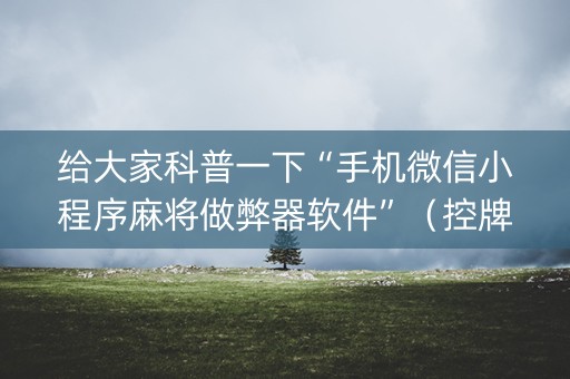 给大家科普一下“手机微信小程序麻将做弊器软件”（控牌器)