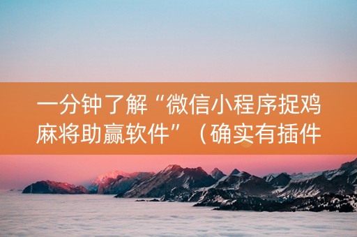 一分钟了解“微信小程序捉鸡麻将助赢软件”（确实有插件吗)