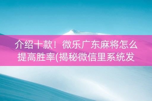 介绍十款！微乐广东麻将怎么提高胜率(揭秘微信里系统发好牌)