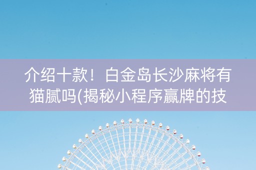 介绍十款！白金岛长沙麻将有猫腻吗(揭秘小程序赢牌的技巧)