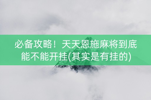 必备攻略！天天恩施麻将到底能不能开挂(其实是有挂的)
