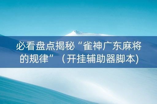 必看盘点揭秘“雀神广东麻将的规律”（开挂辅助器脚本)